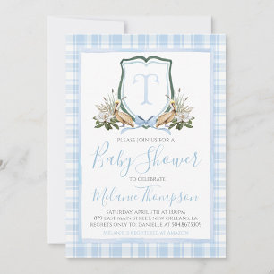 Boy Blue Pelican Baby Shower Preppy Southern Invitation
