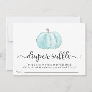 Boy Blue Pumpkin Diaper Raffle Baby Shower Card