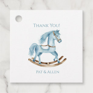 Boy Blue Rocking Horse Baby Favour Tags Cute