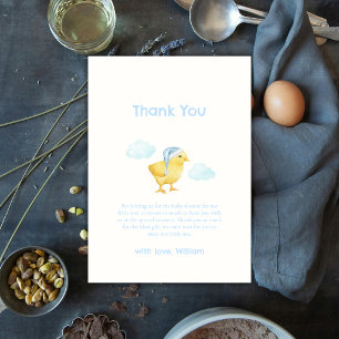 Boy Blue Sky Cloud Little Chicken Baby Shower Thank You Card