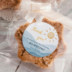 Boy Blue Sunshine 1st Birthday Sticker Labels