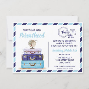 Boy Blue Travel Baby Shower Invitation