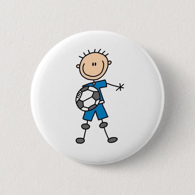 Boy Blue Uniform Soccer 6 Cm Round Badge (Front)