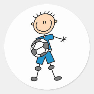 Boy Blue Uniform Soccer Classic Round Sticker