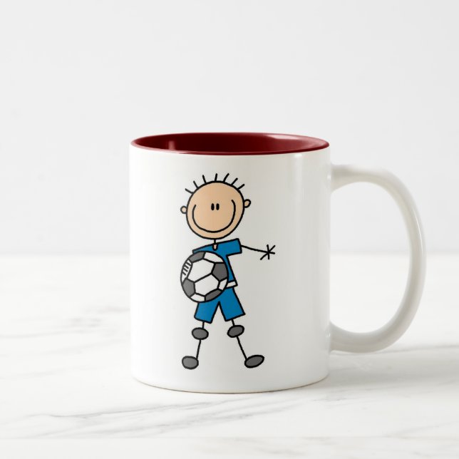 Boy Blue Uniform Soccer Two-Tone Coffee Mug (Right)