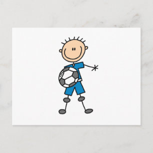 Boy Blue Uniform Stick Figure Soccer Player Gifts Postcard