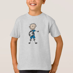 Boy Blue Uniform Stick Figure Soccer Player Gifts T-Shirt
