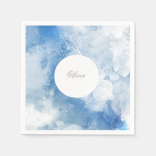 Boy Blue Watercolor Pattern Celebration Napkin
