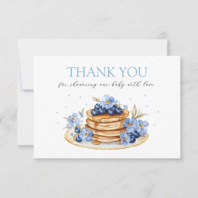 Boy Blueberry Pancake Baby Brunch Baby Shower  Thank You Card (Front)