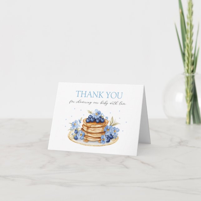 Boy Blueberry Pancake Baby Brunch Baby Shower  Thank You Card (Front)