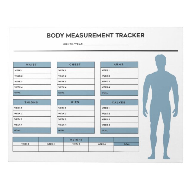 Boy Body Measurements Weight Loss Tracker Goal Notepad (Front)