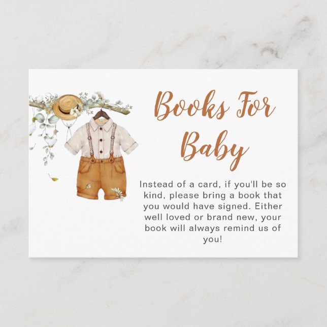 Boy Boho Football Books For Baby Baby Shower Enclosure Card (Front)