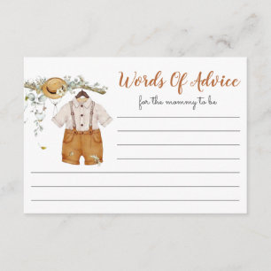 Boy Boho Football Words Of Advice Baby Shower Enclosure Card