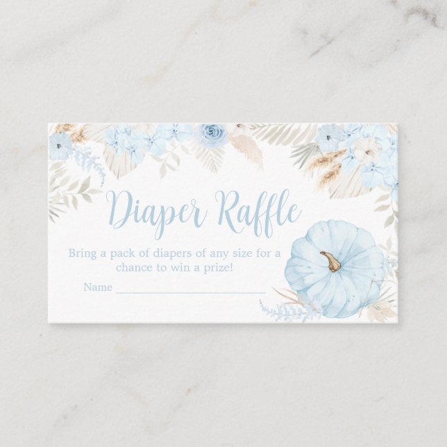 Boy Boho Pumpkin Baby Shower Diaper Raffle Enclosure Card (Front)
