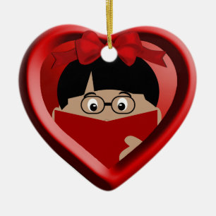 Boy Book Lover Kids Heart Ornament 1