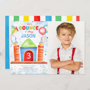 Boy Bounce Birthday Photo Invitation