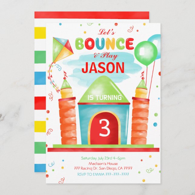 Boy Bounce Invitation (Front/Back)