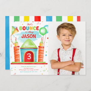 Boy Bounce Photo Invitation