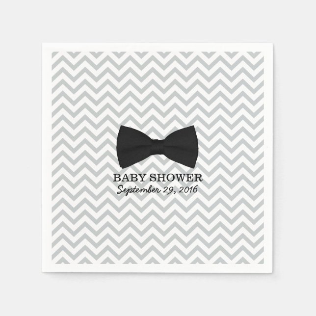Boy Bow Tie Chevron Stripes Baby Shower Napkin (Front)