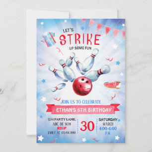 Boy Bowling Birthday Invitation
