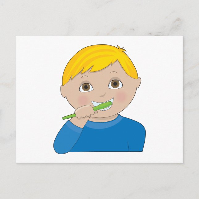 Boy Brushing Teeth Postcard (Front)