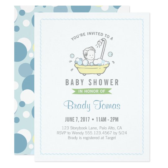 Boy Bubble Bath Baby Shower Invitation
