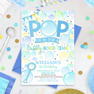 Boy Bubbles Birthday Invitation Pop Birthday