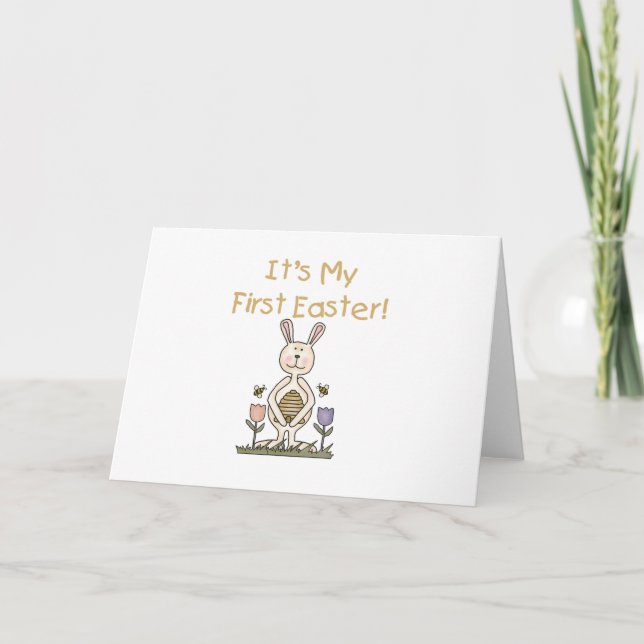 Boy Bunny 1st Easter T-shirts and Gifts Holiday Card (Front)
