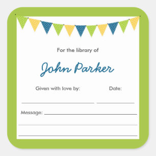 Boy Bunting Baby Shower book stickers