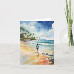 Boy by the Sea Florida Watercolor Card