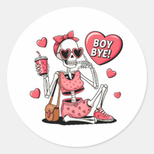 Boy Bye Funny Anti-Valentine's Day Classic Round Sticker
