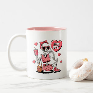 Boy Bye Funny Anti-Valentine's Day  Two-Tone Coffee Mug