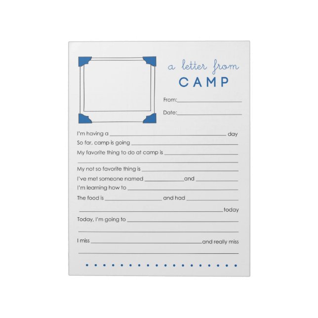 Boy Camp Stationery Letter from Camp Notepad (Rotated)