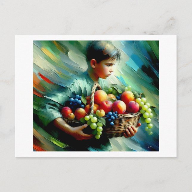 Boy Carrying Fruit,  Postcard (Front)