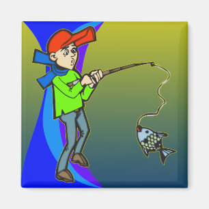 Boy Catching A Fish Magnet