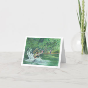 Boy Catching a Fish Note Card