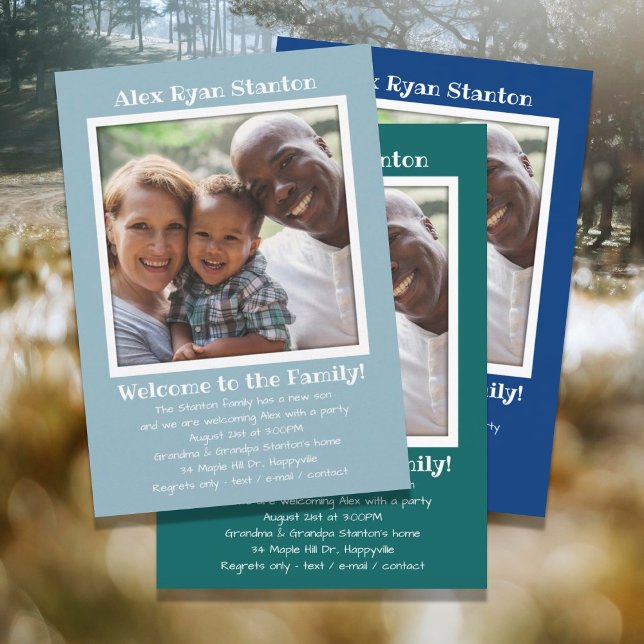 Boy Child Adoption Photo Party Invitation Template (Creator Uploaded)
