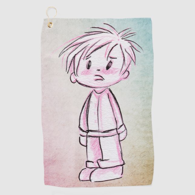 Boy Child Drawing Golf Towel (Front)