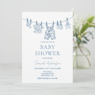 Boy Chinoiserie Toile baby clothes Baby Shower Invitation