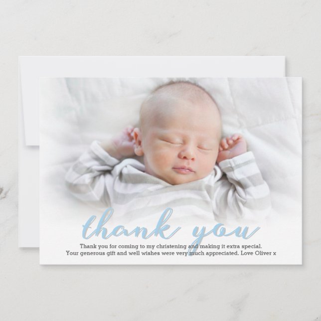 Boy Christening/Baptism Thank You Card (Front)