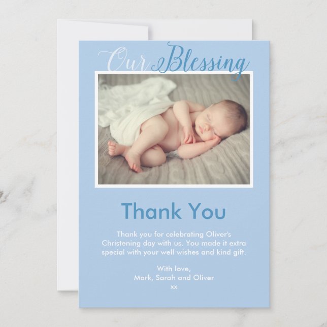 Boy Christening/Baptism Thank You Card (Front)