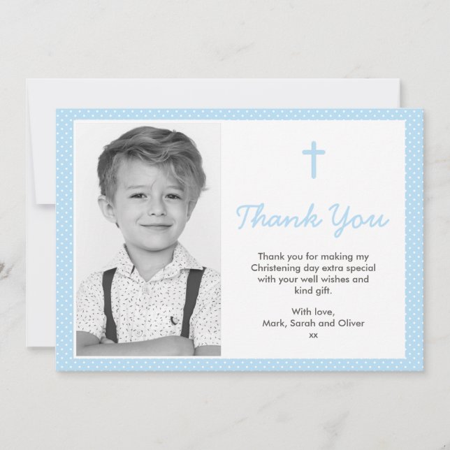 Boy Christening/Baptism Thank You Card (Front)
