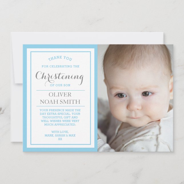 Boy Christening/Baptism Thank You Card (Front)