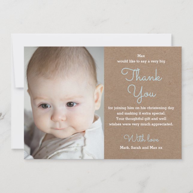 Boy Christening/Baptism Thank You Card (Front)