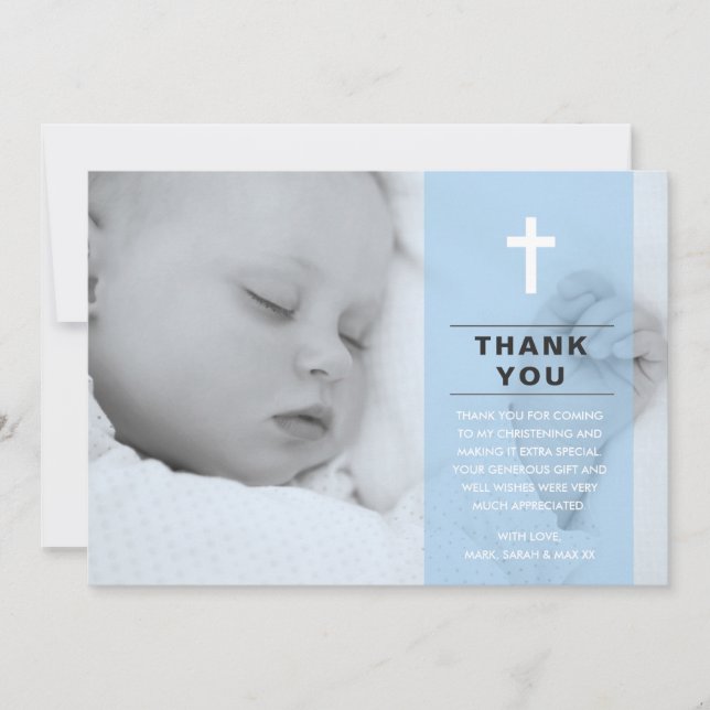 Boy Christening/Baptism Thank You Card (Front)