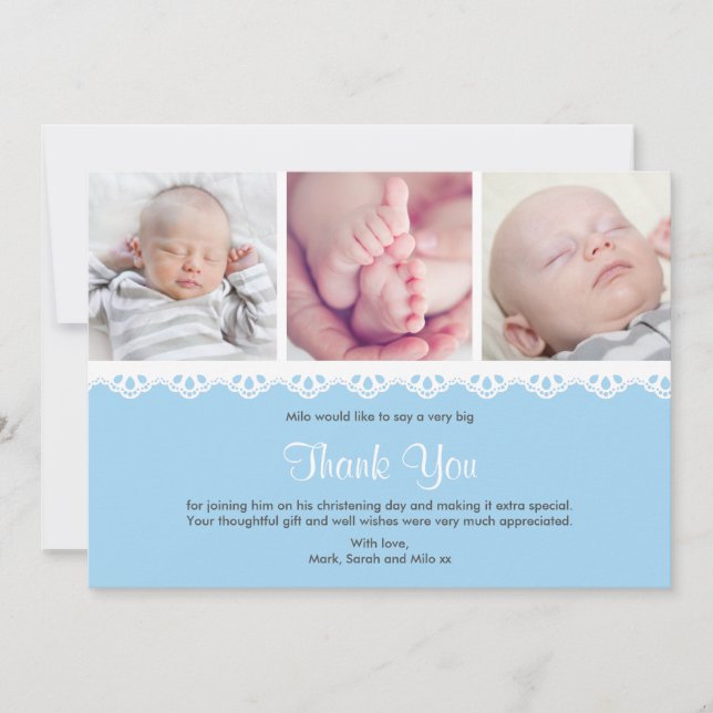 Boy Christening/Baptism Thank You Card (Front)
