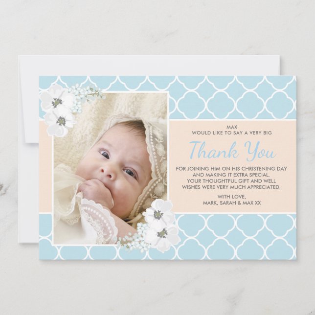 Boy Christening/Baptism Thank You Card (Front)