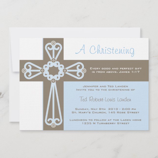Boy Christening  Invitation (Front)