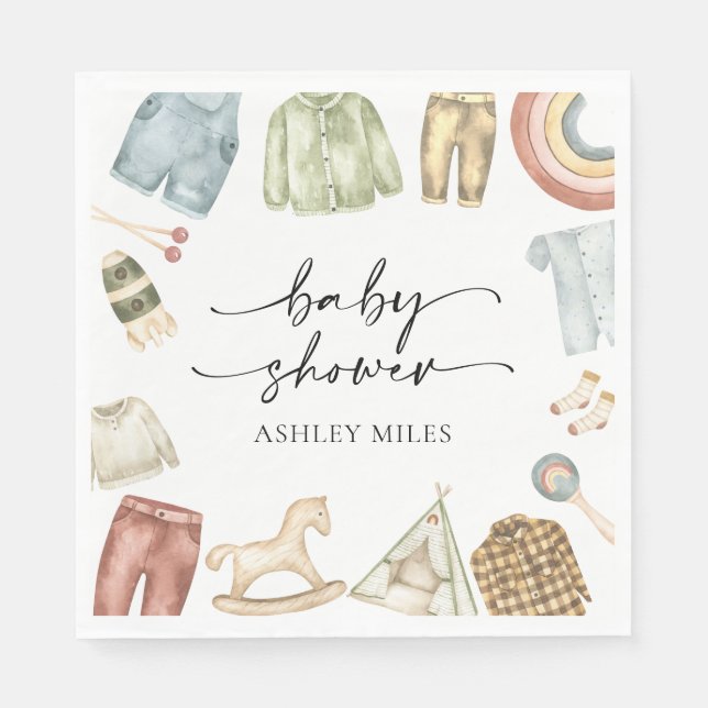 Boy Clothes Baby Shower Napkins (Front)