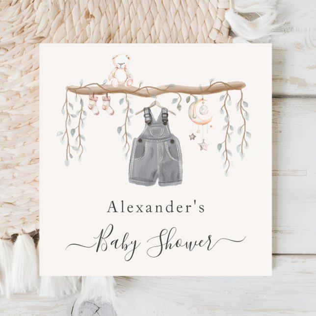 Boy Clothes Eucalyptus Boy Baby Shower Napkin (Creator Uploaded)